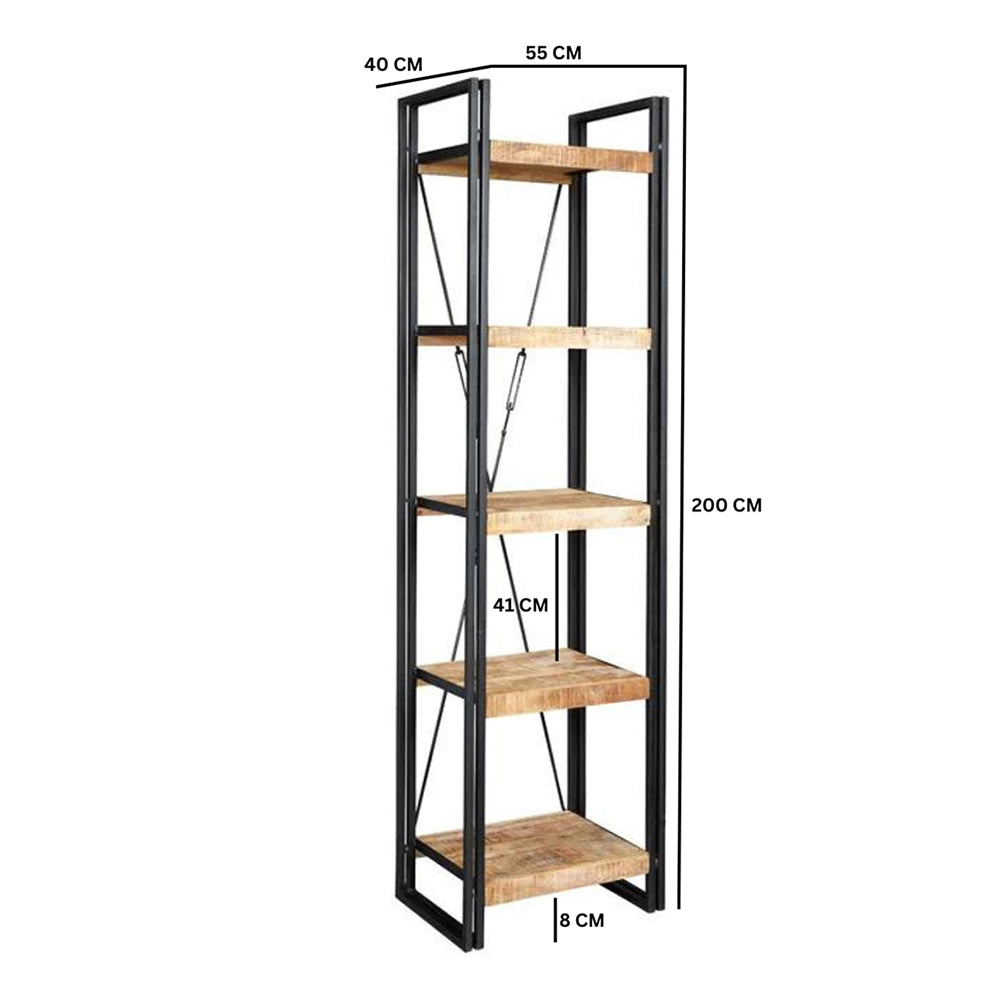 Industrial Range Slim Open Bookcase