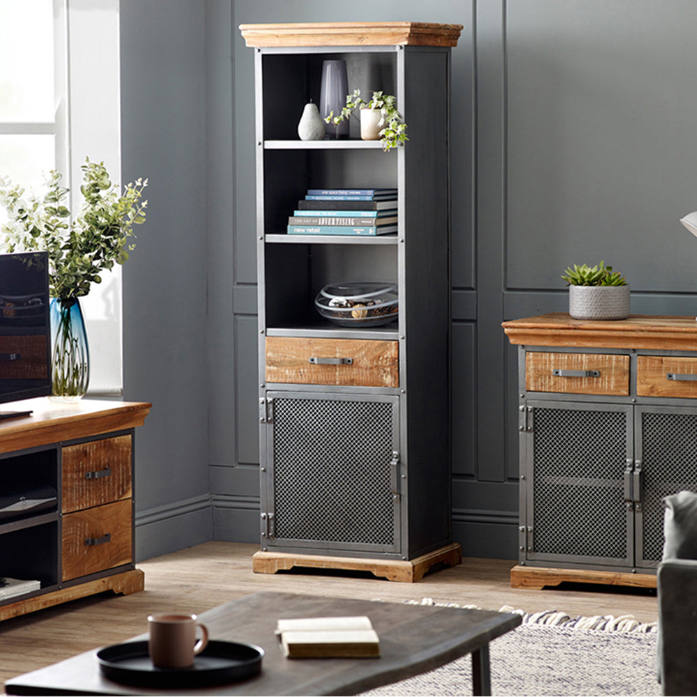 Industrial Range Narrow 1 Drawer & 1 Door Bookcase
