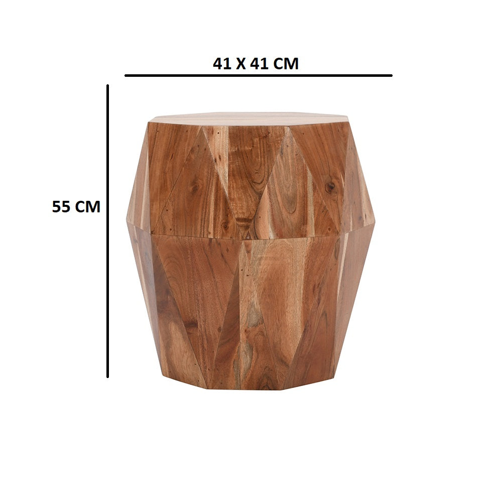 Artisanal End Side Table Octagon Top,
Natural Brown