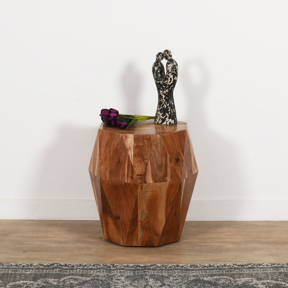 Artisanal End Side Table Octagon Top,
Natural Brown