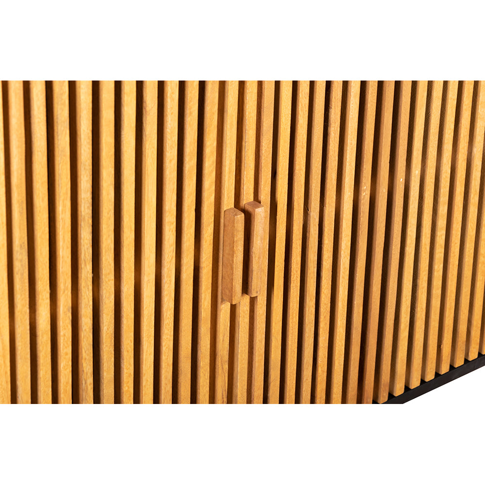 Stylish Round Sideboard With Grooved Front