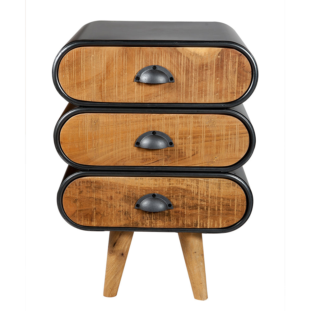 Mid-Century Modern Indo Iron 3 Drawers Drawer Chest