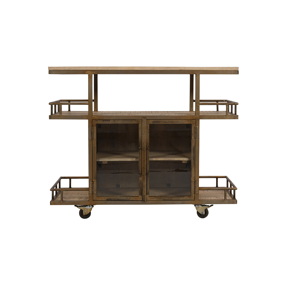 Bar Cart & Wine Trolley With Double Door Storage