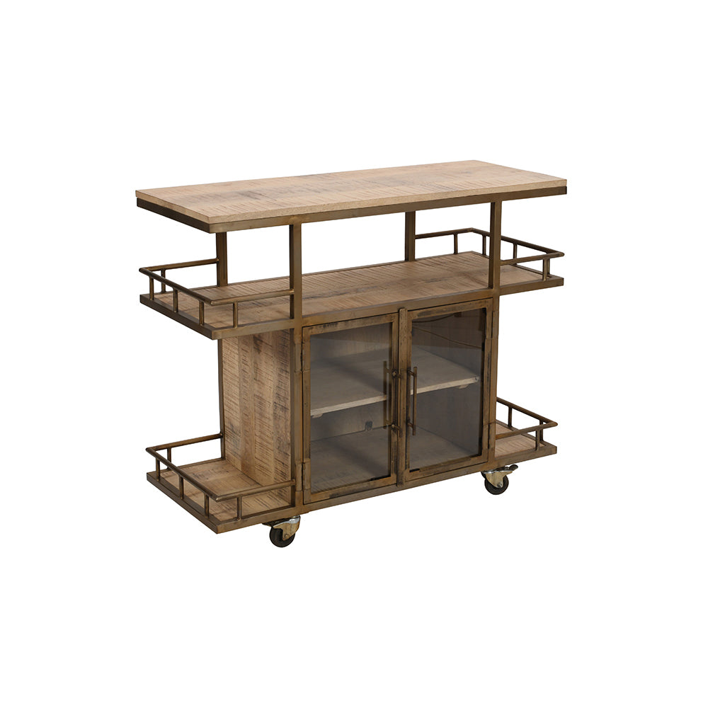 Bar Cart & Wine Trolley With Double Door Storage
