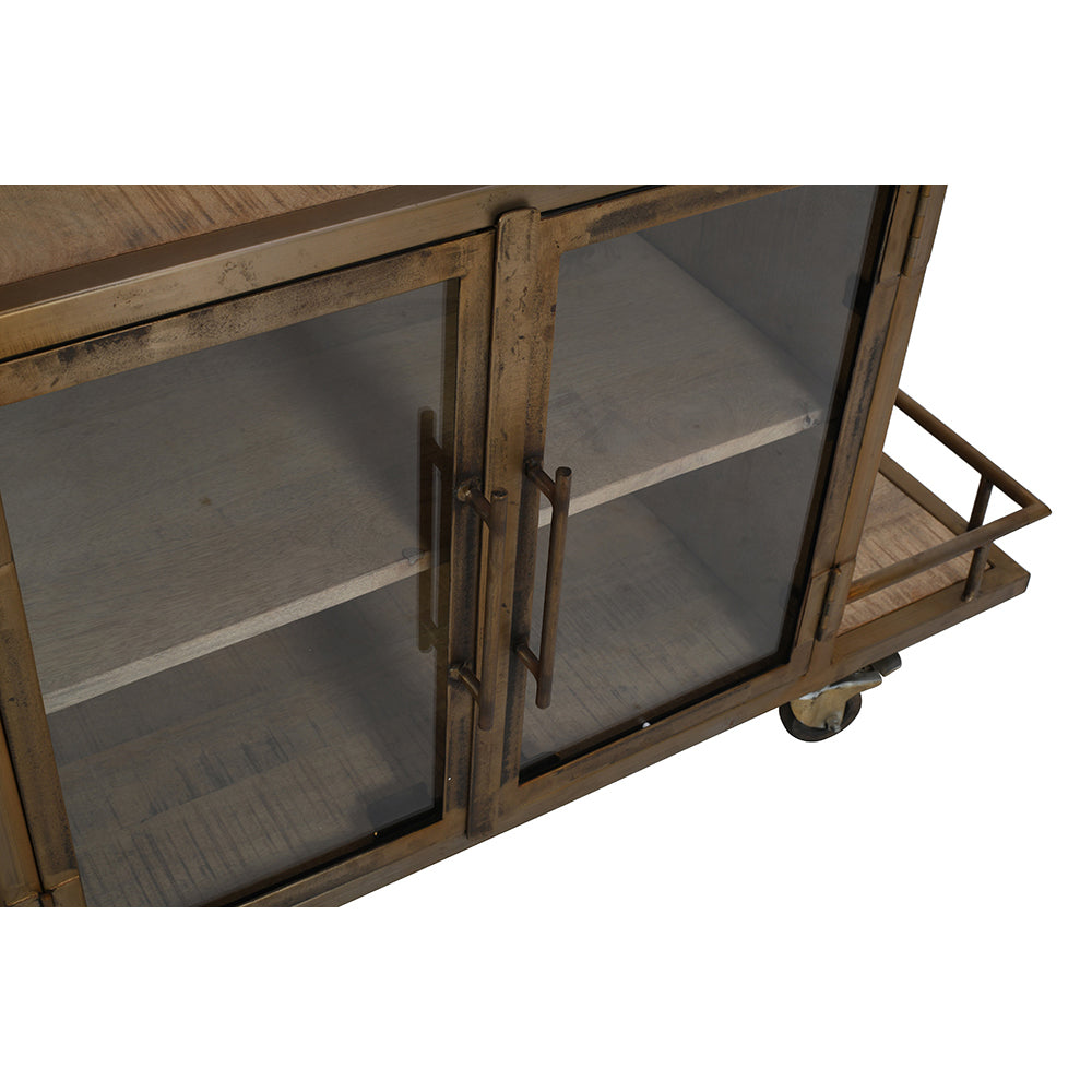 Bar Cart & Wine Trolley With Double Door Storage
