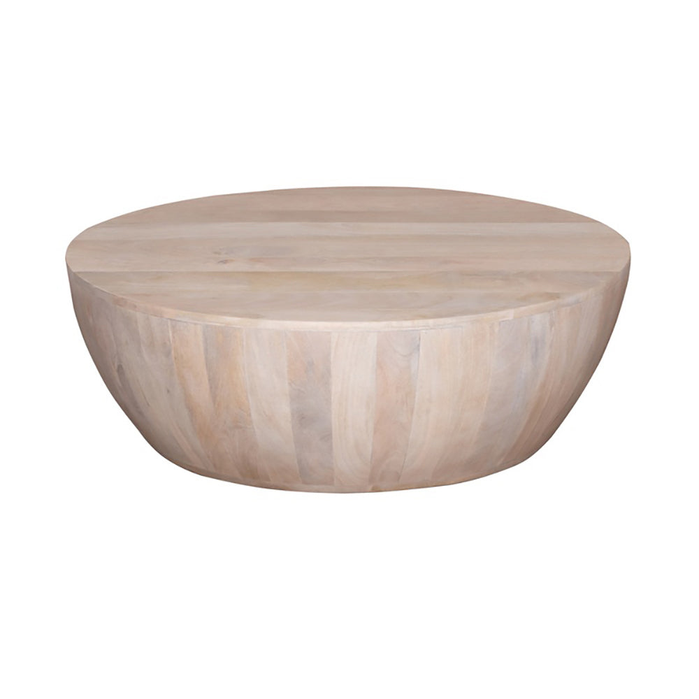 Round Drum Coffee Table White Finish