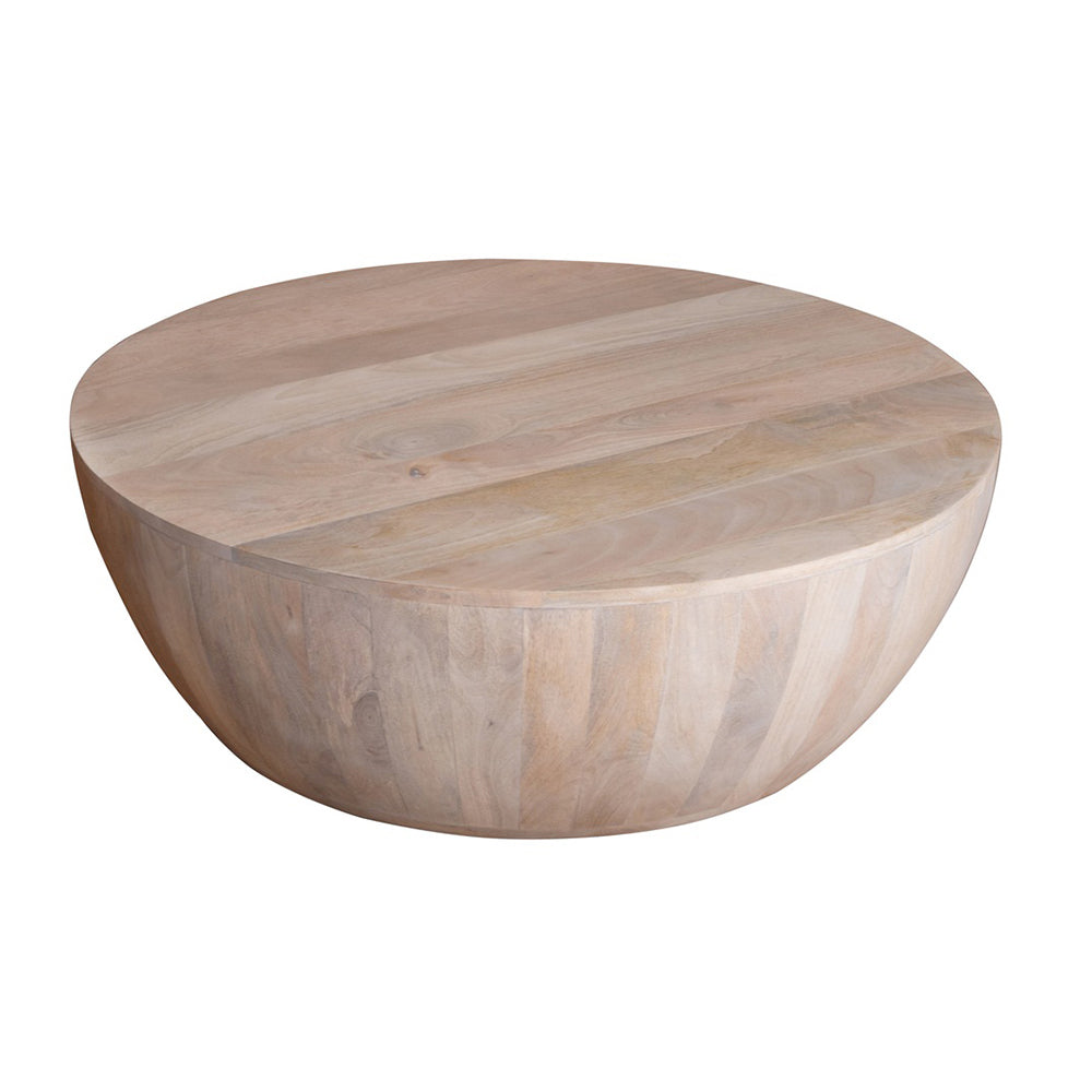 Round Drum Coffee Table White Finish