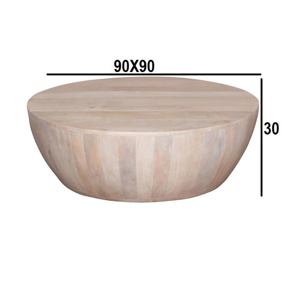 Round Drum Coffee Table White Finish