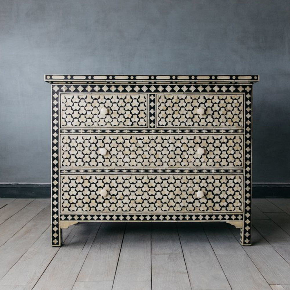 Art Deco Inlay Black & White Sideboard