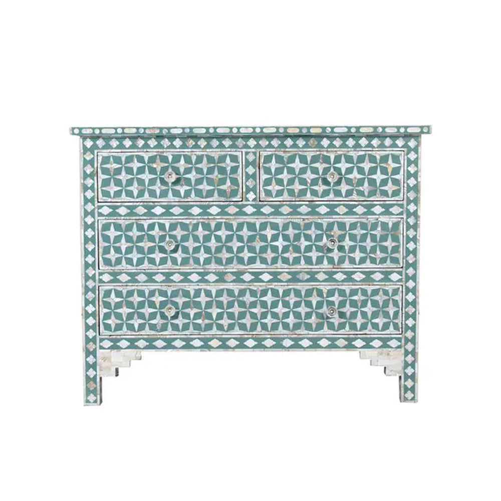 Art Deco Inlay Green Sideboard