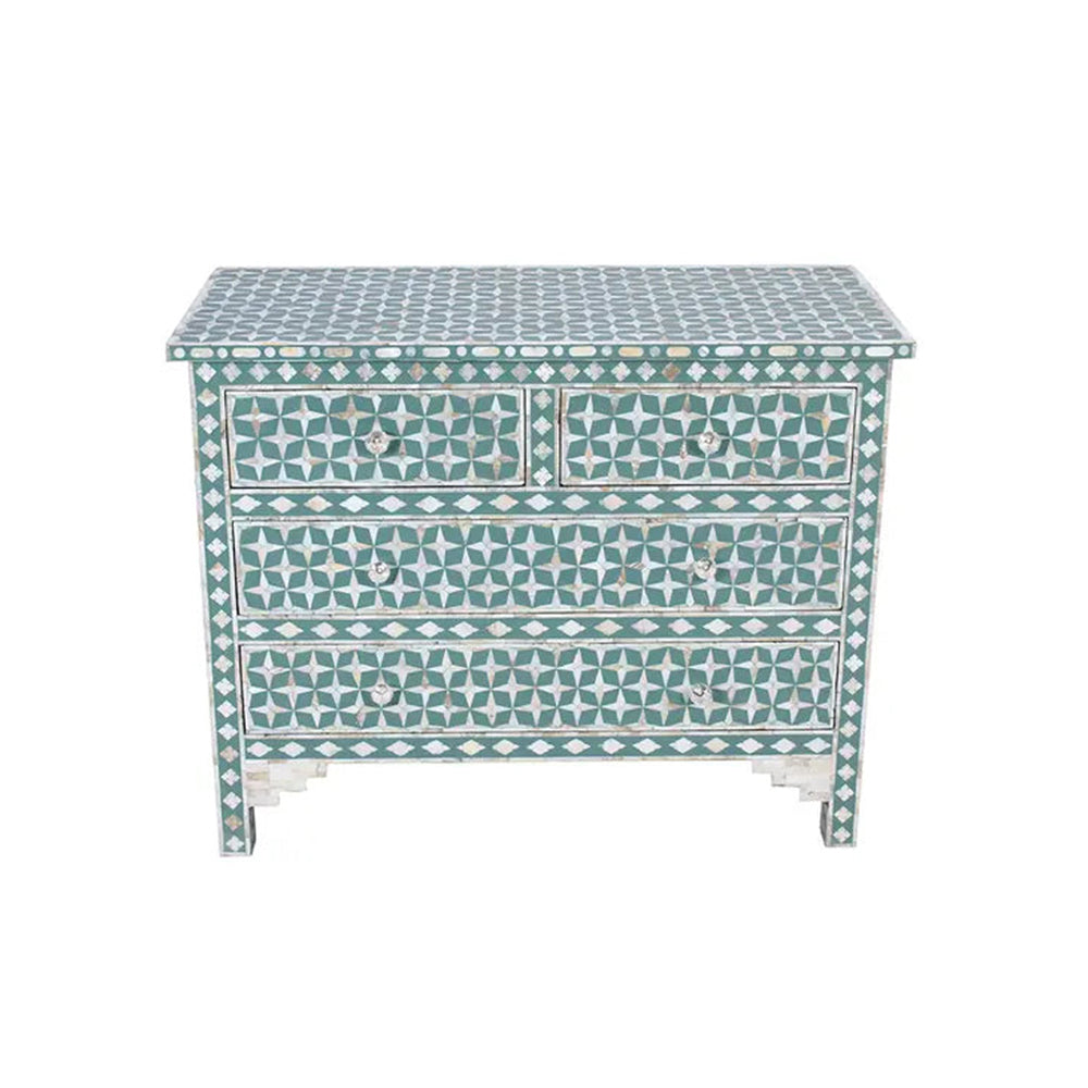 Art Deco Inlay Green Sideboard