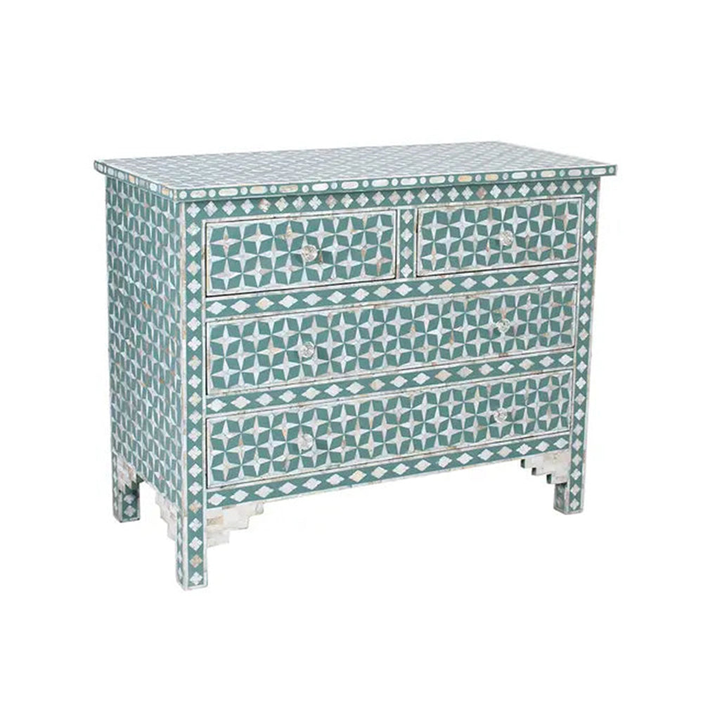 Art Deco Inlay Green Sideboard
