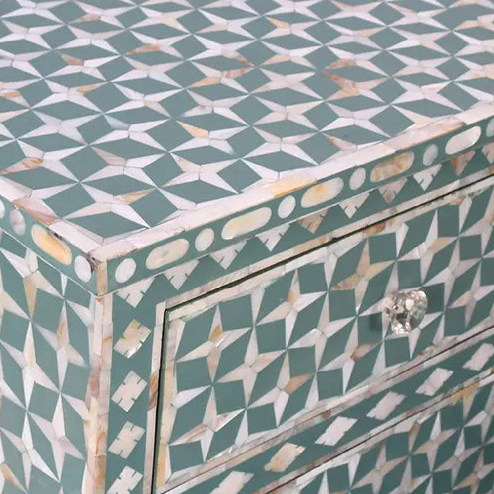 Art Deco Inlay Green Sideboard