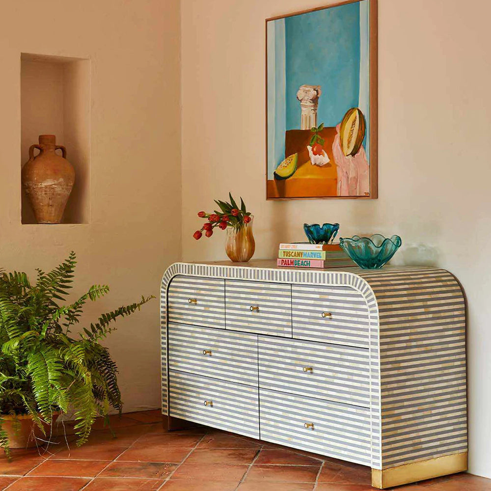 Elegant Vine Grey Sideboard