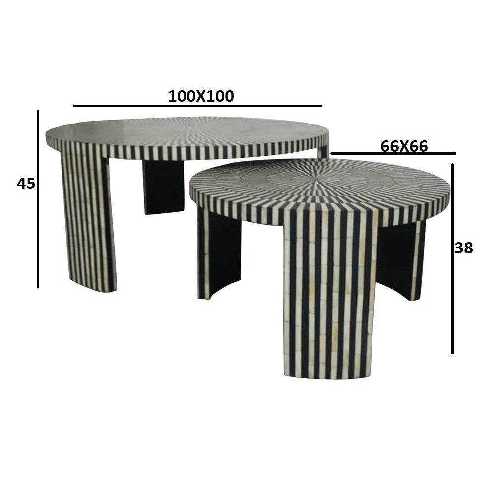 Ivory Mosaic Black Coffee Table S/2