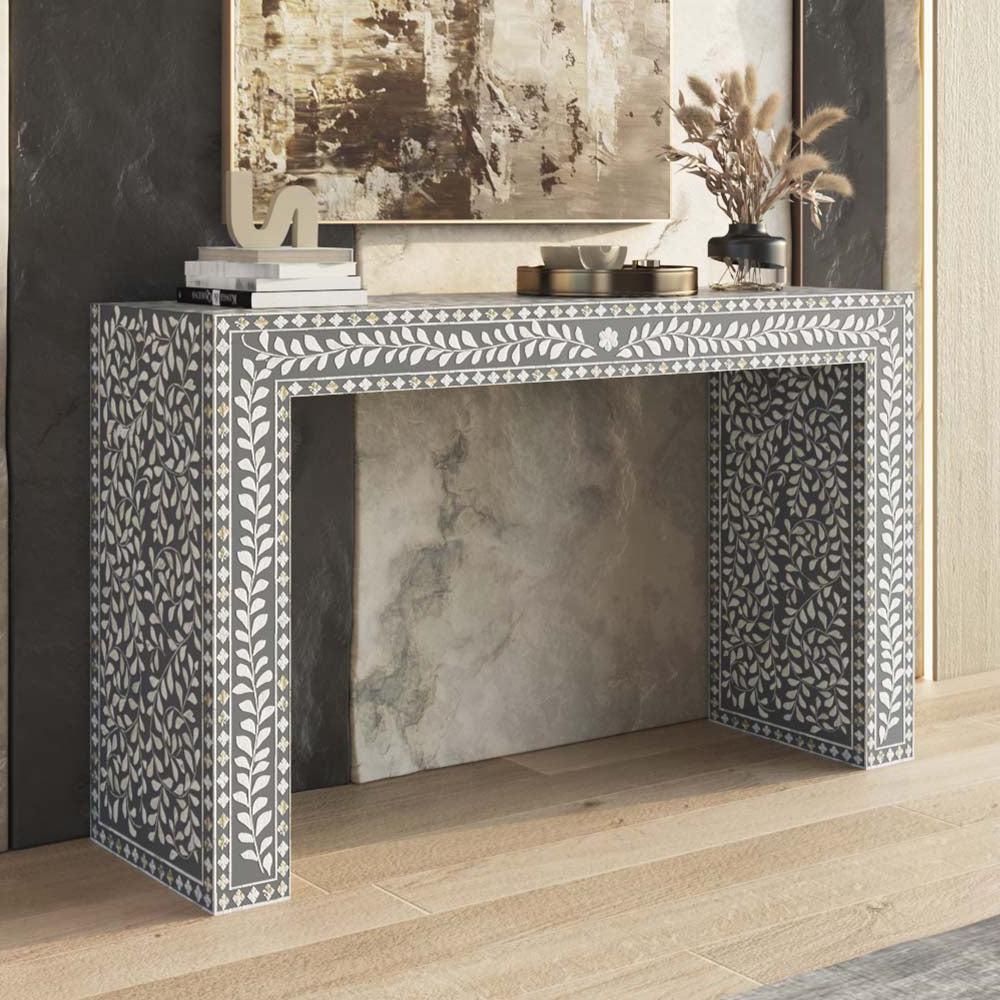 Luxe Bone Pattern Grey Console Table