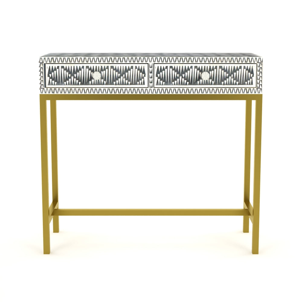Geometric Inlay Accent Grey Console Table