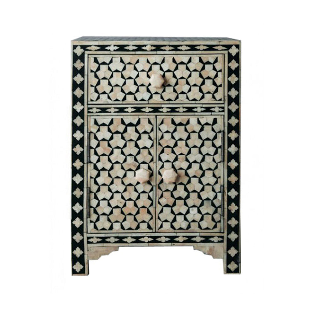 Moonlit Petal Black & White Accent Table