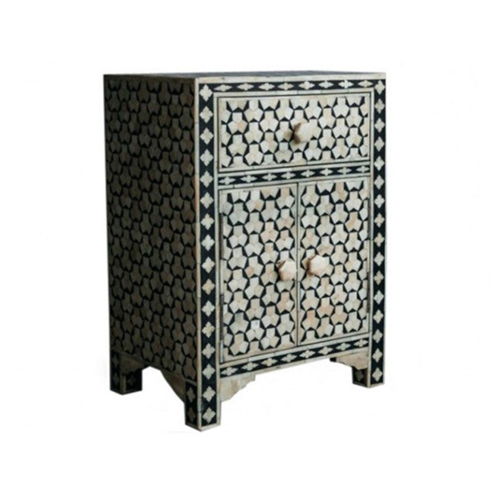 Moonlit Petal Black & White Accent Table