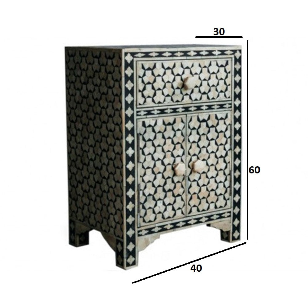 Moonlit Petal Black & White Accent Table