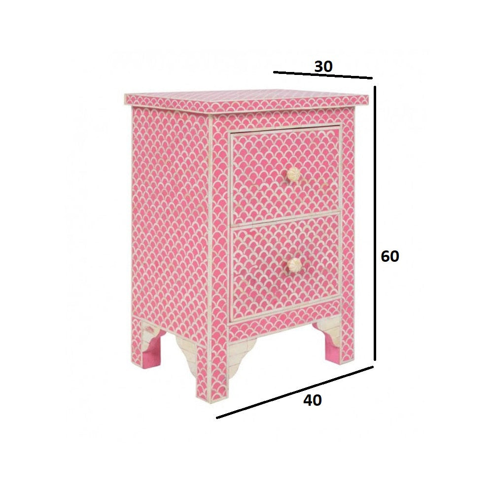 Starry Elegance Bone Inlay Pink Side Table