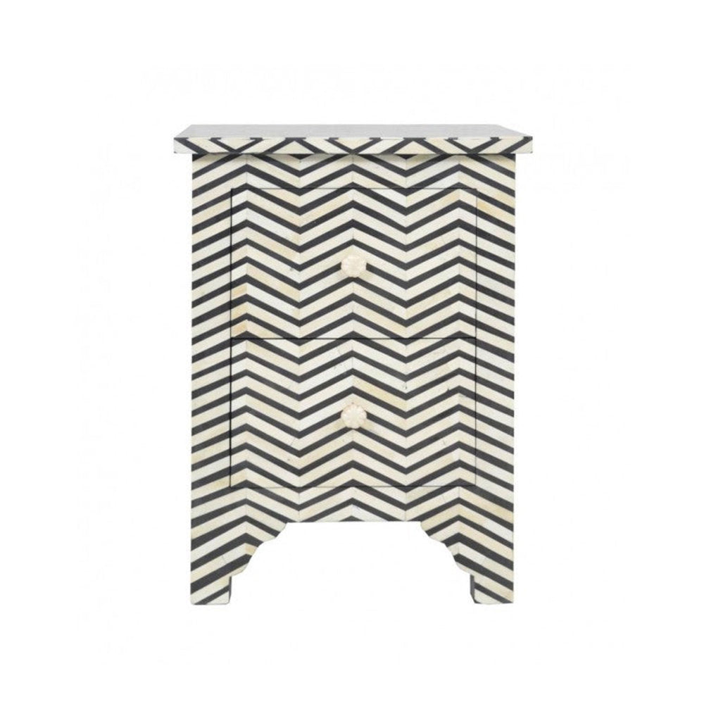 Starry Elegance Bone Inlay Black & White Side Table