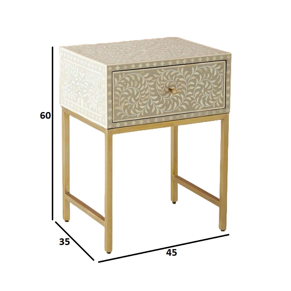 Classic Ivory Bone Grey Bedside Table