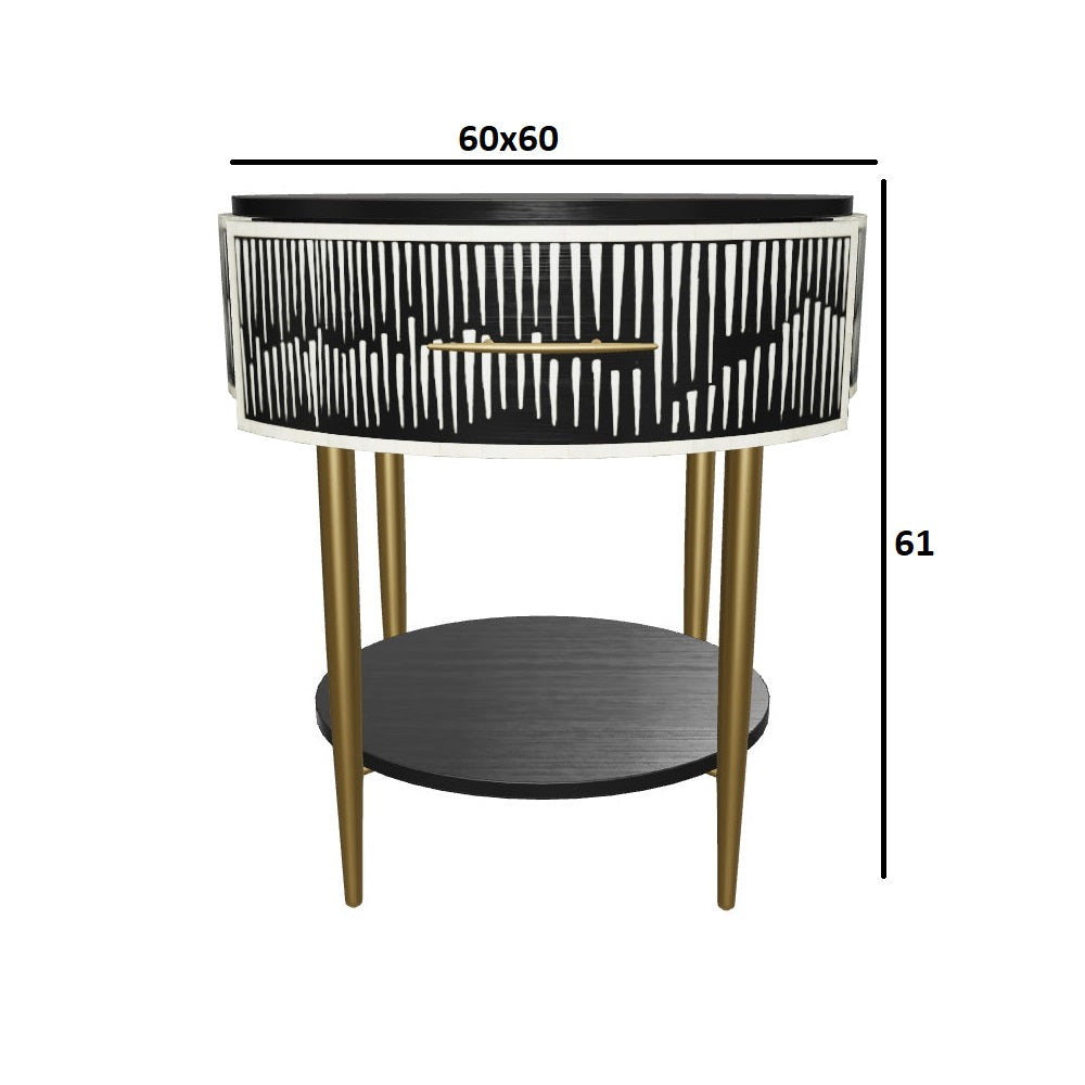 Celestial Mosaic Black Bedside Table