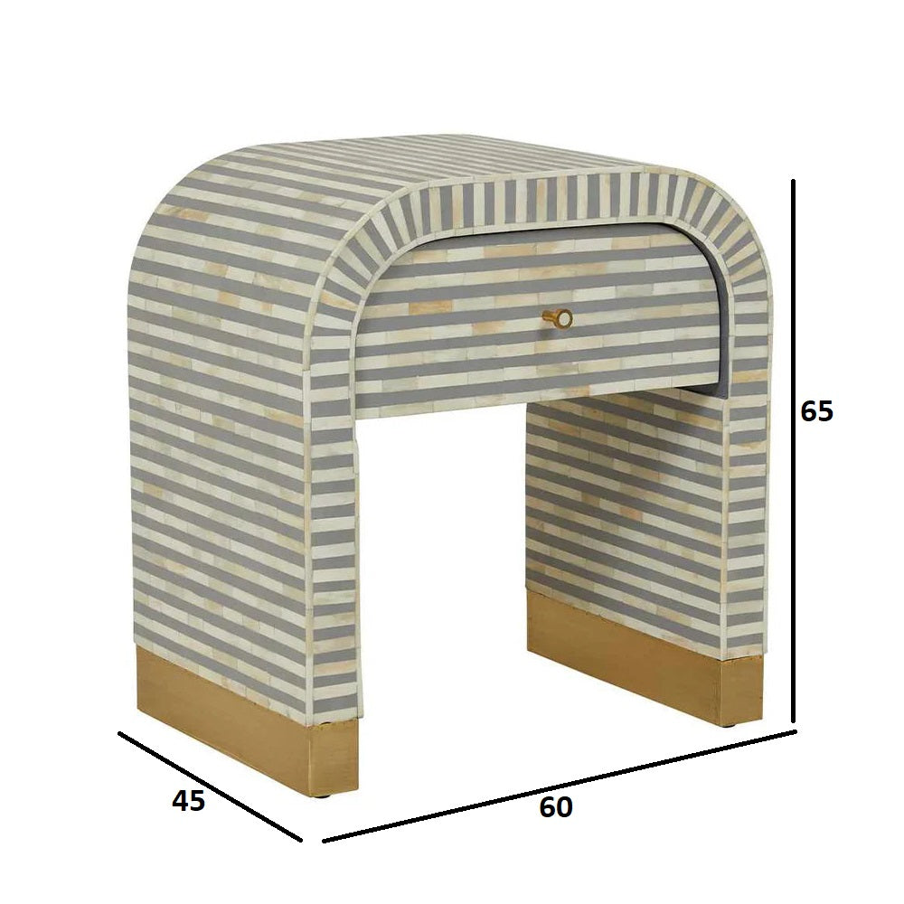 Celestial Mosaic Grey Bedside Table