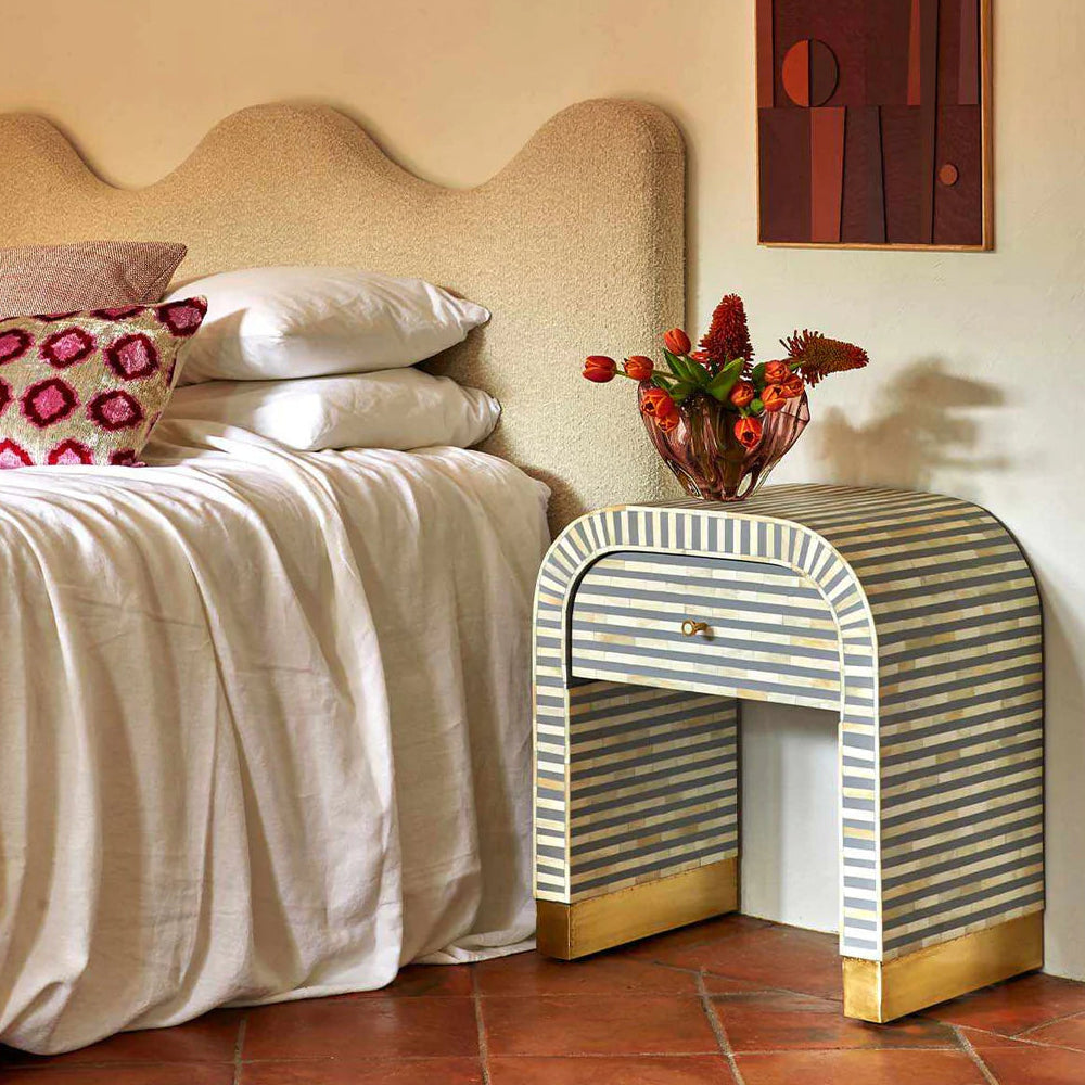 Celestial Mosaic Grey Bedside Table