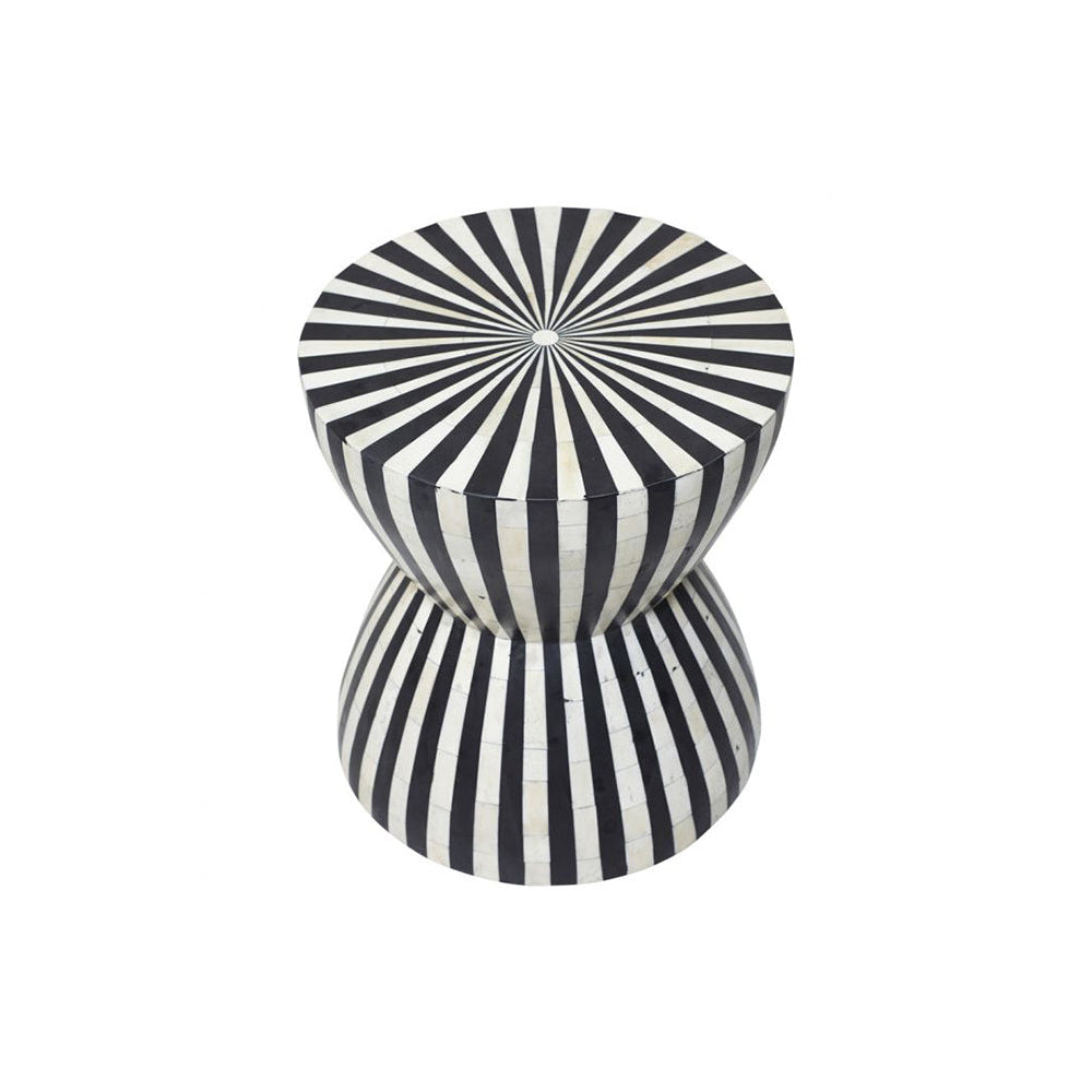 Ethereal Charm Black & White Nightstand Round