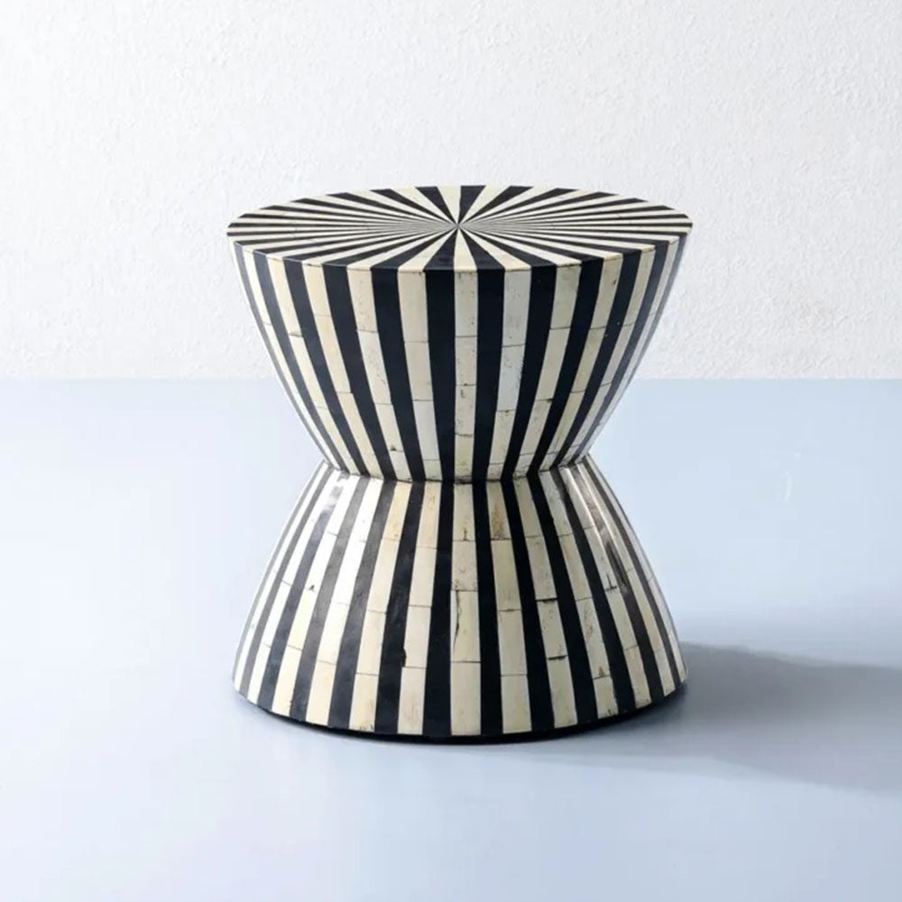 Ethereal Charm Black & White Nightstand Round