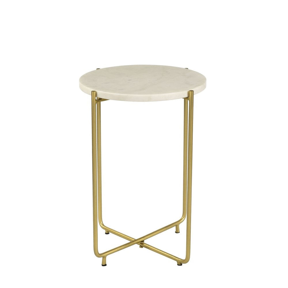 Regal Petal Inlay White Side Table