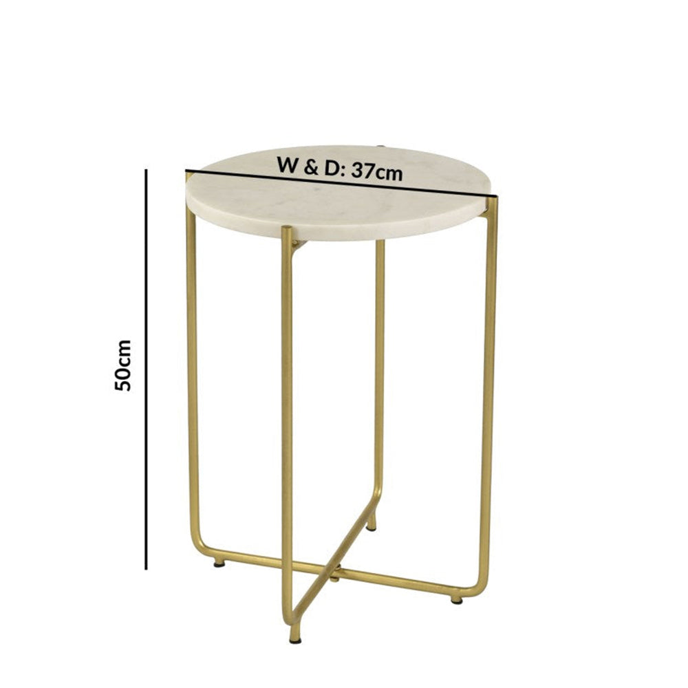 Regal Petal Inlay White Side Table