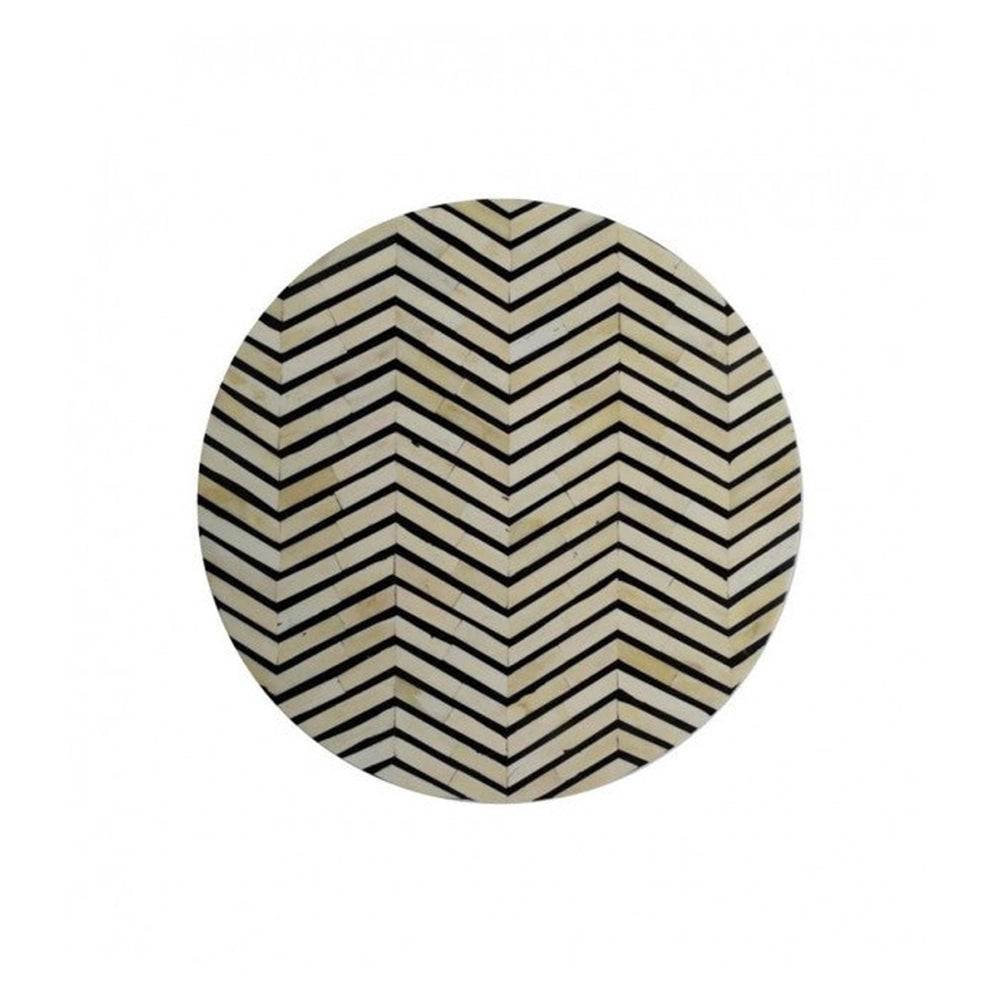 Regal Petal Inlay Black Side Table