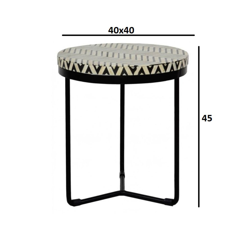 Regal Petal Inlay Black Side Table