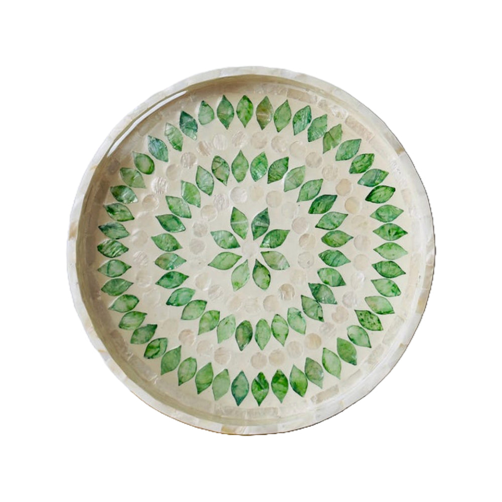Stylish Decor White & Green Tray