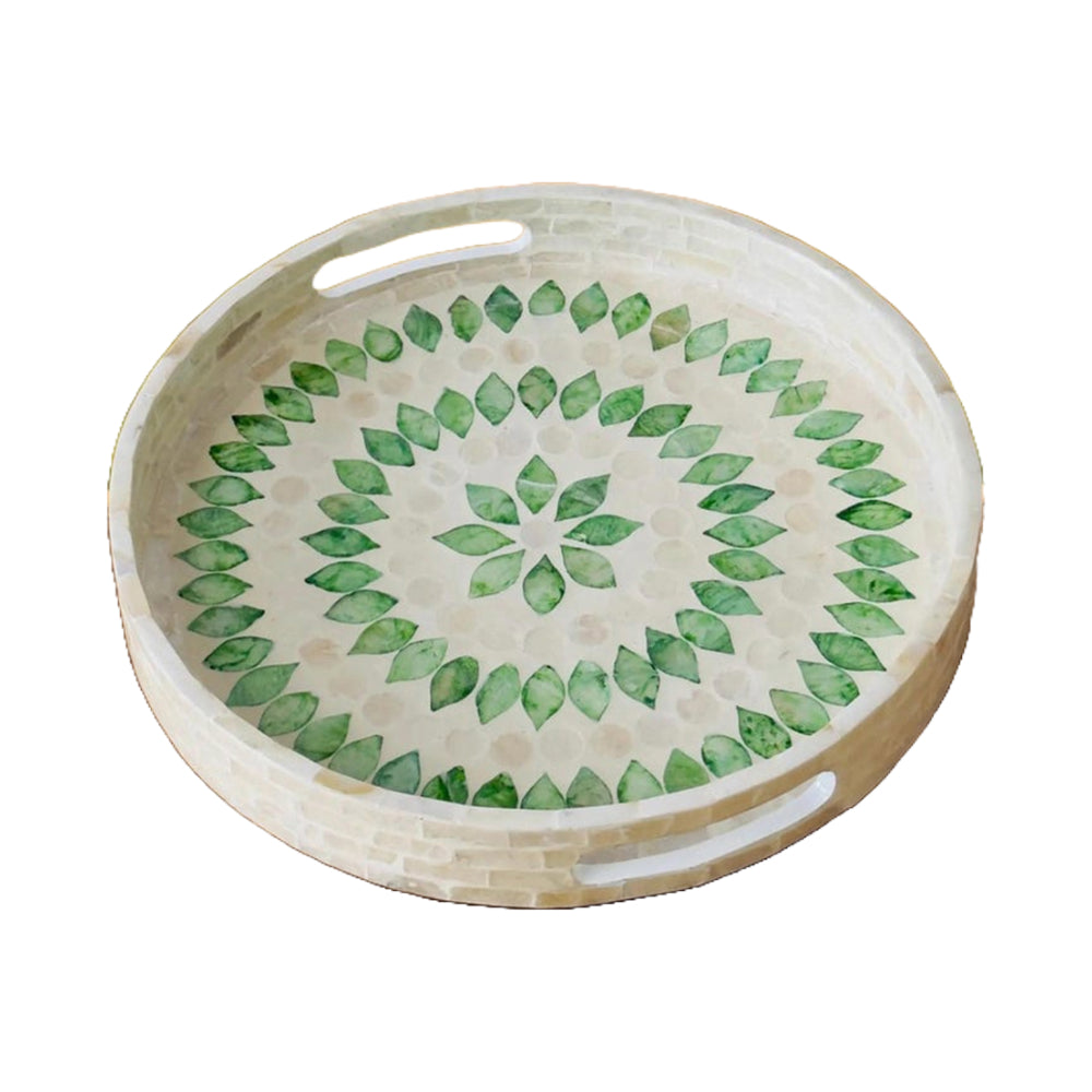 Stylish Decor White & Green Tray