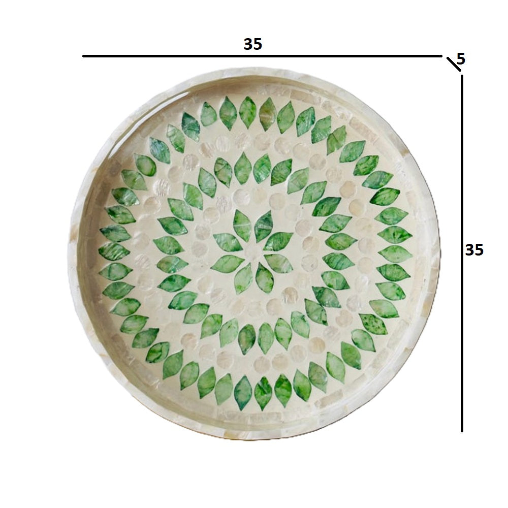 Stylish Decor White & Green Tray
