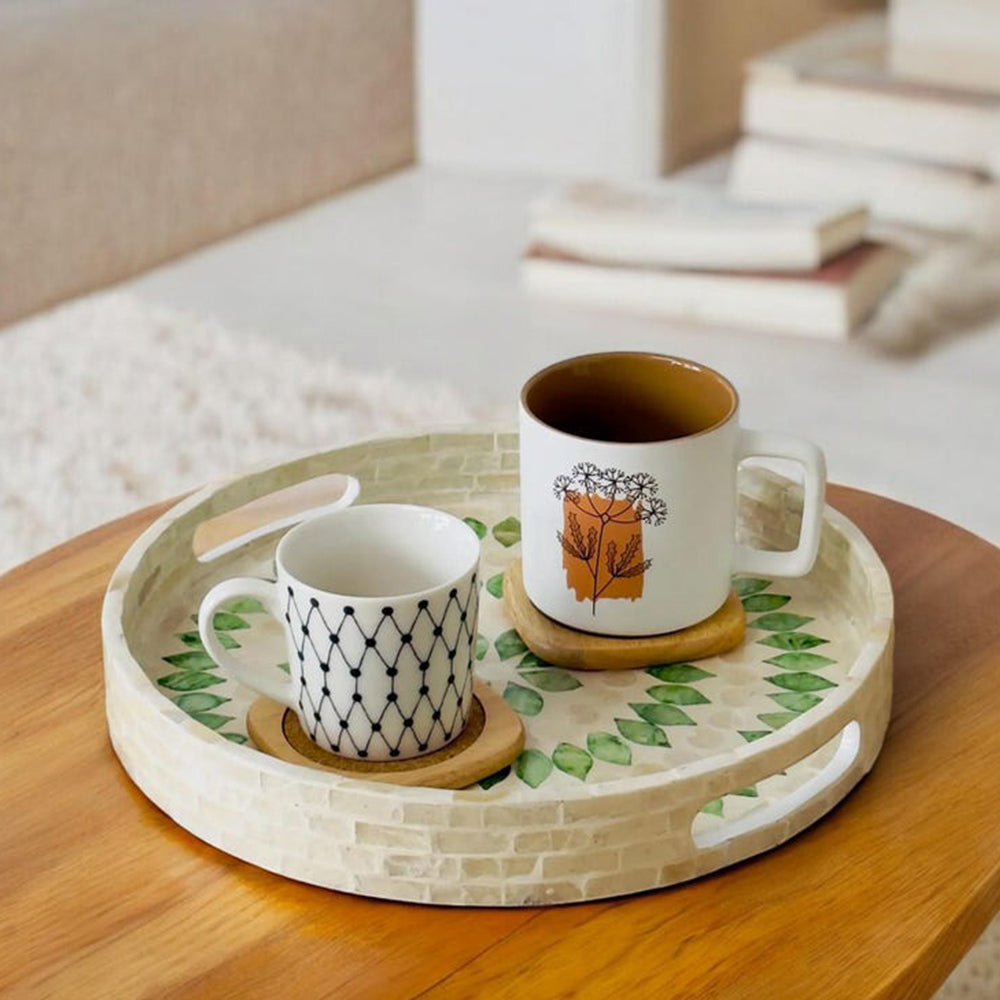Stylish Decor White & Green Tray