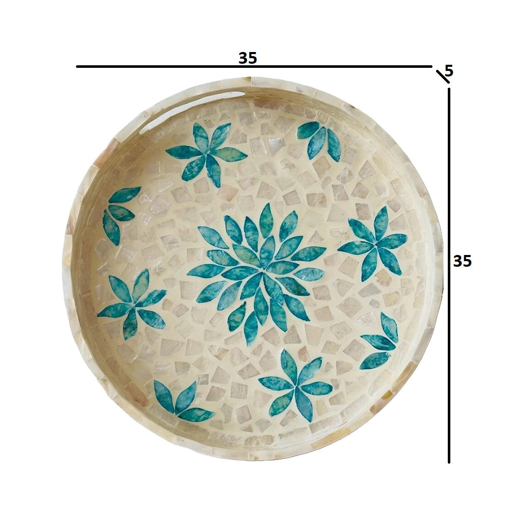 Stylish Decor Cream White & Blue Tray