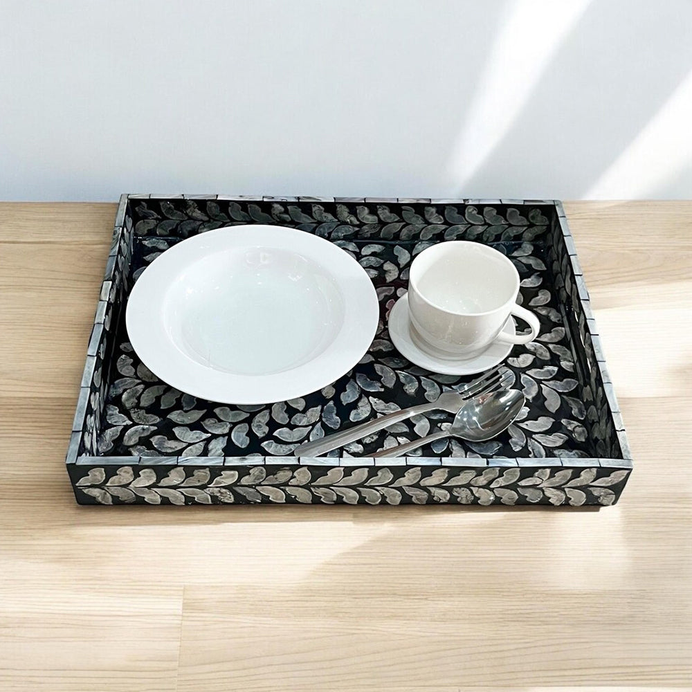 Indian Hub Design Black & White Tray