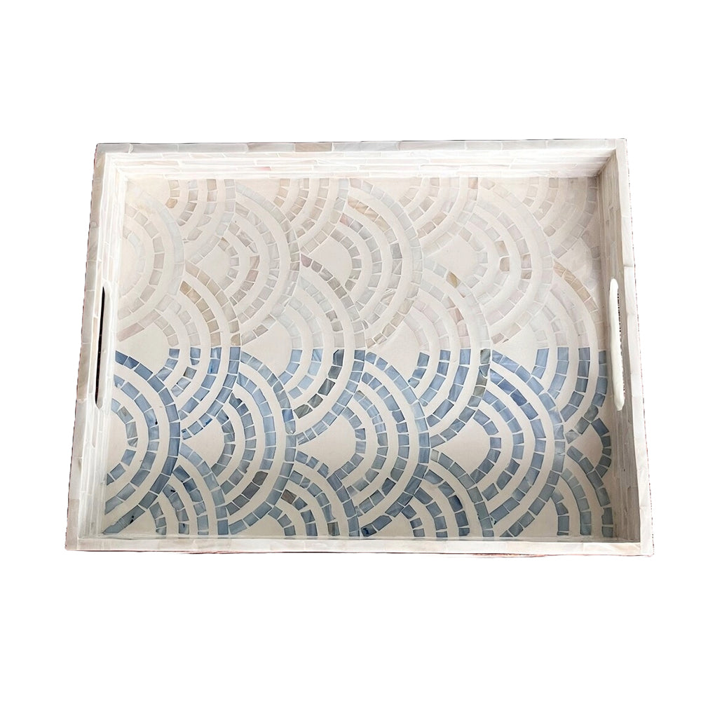 Indian Hub Design Light Blue & White Tray