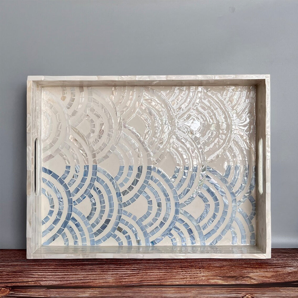 Indian Hub Design Light Blue & White Tray