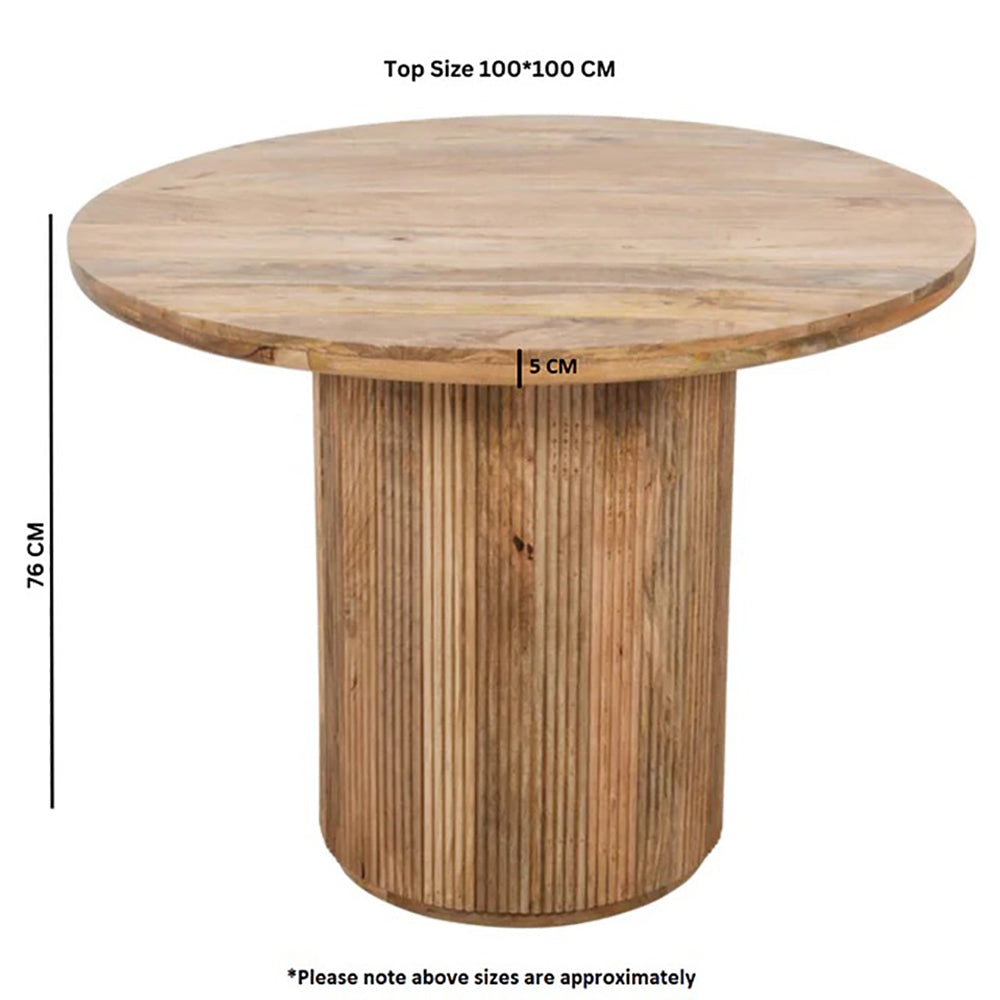 Rajsamand Furniture Natural Solid Wood Round Dining Table