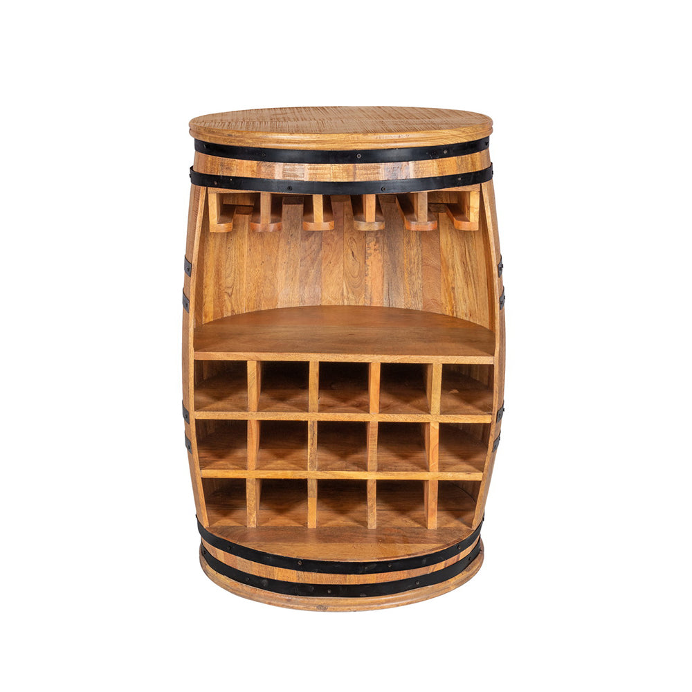 Rough Swan Timber Barrel Wine Bar Cabinet