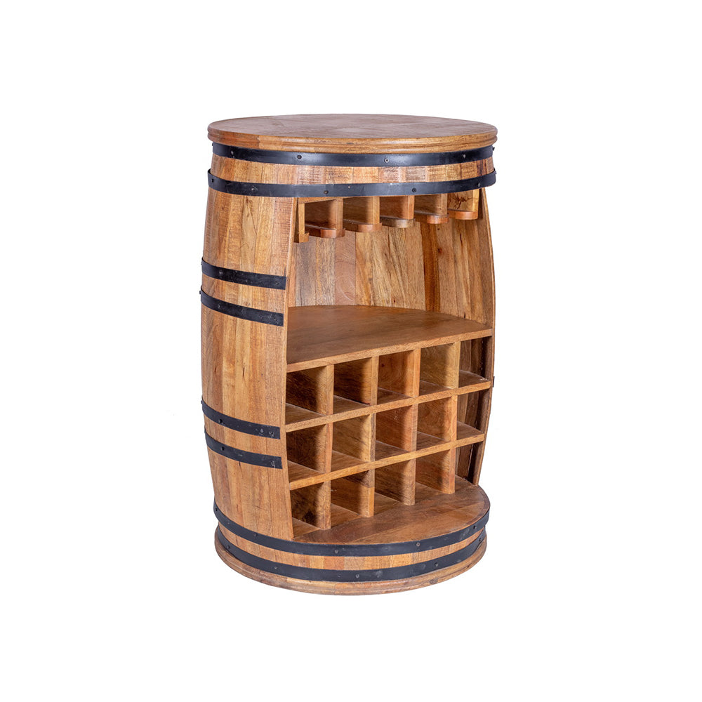 Rough Swan Timber Barrel Wine Bar Cabinet
