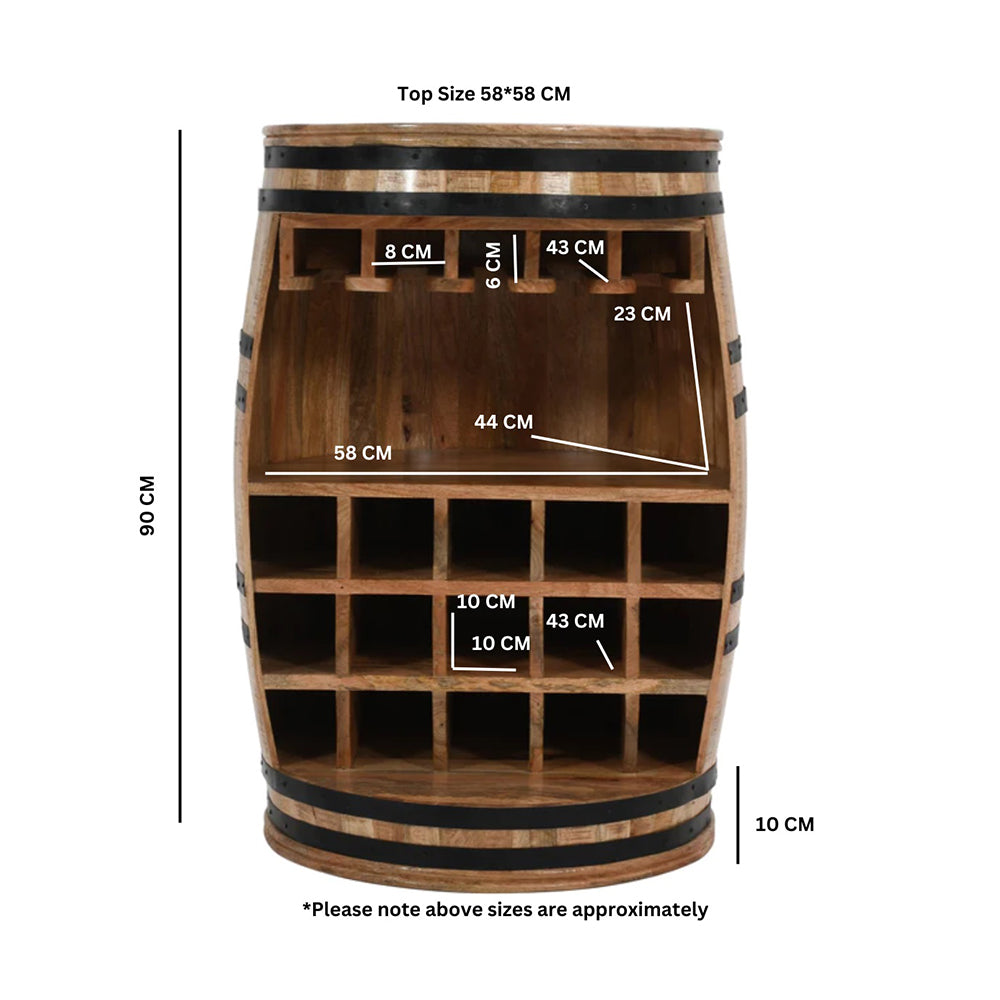 Rough Swan Timber Barrel Wine Bar Cabinet