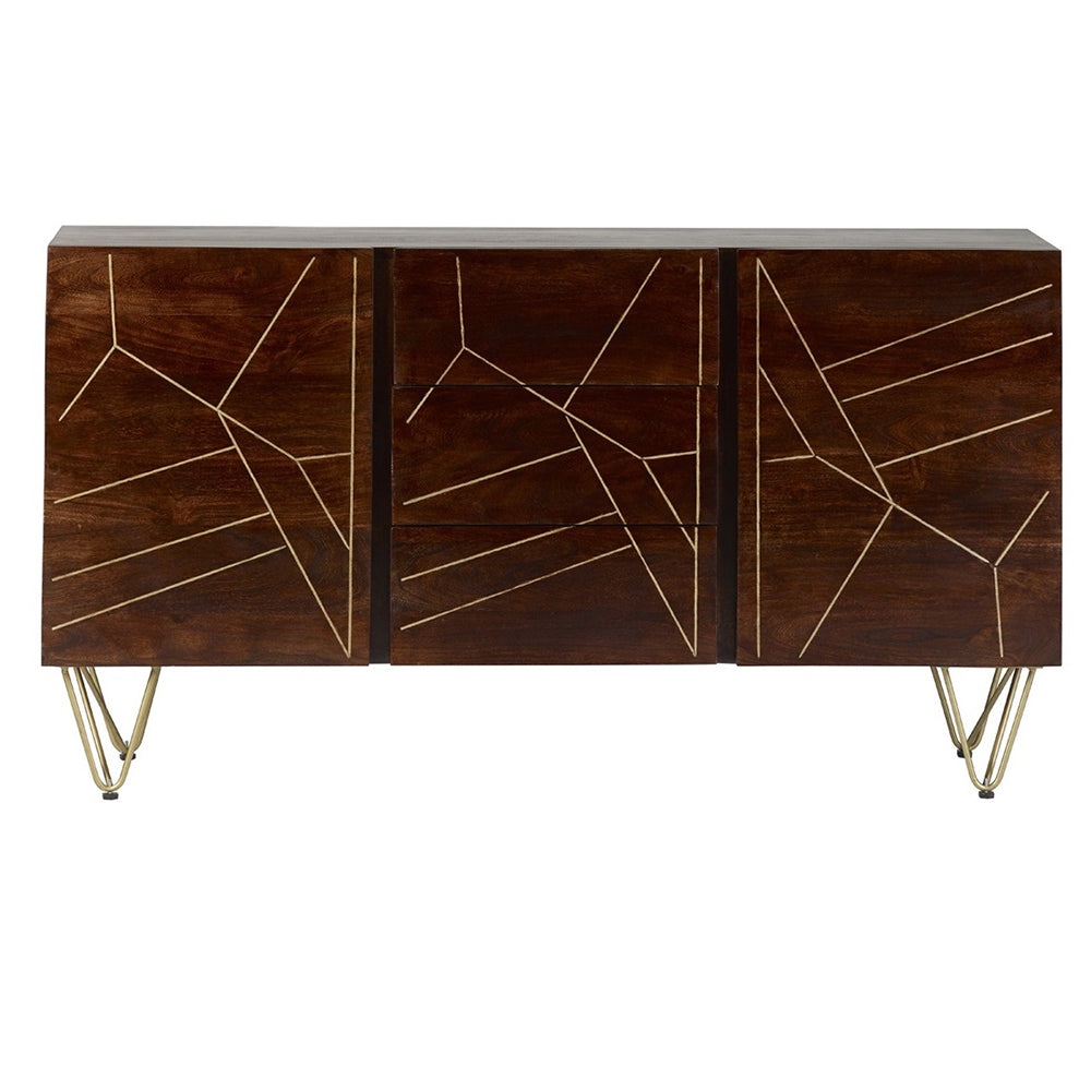 Boston Dark Gold Extra Large Sideboard 3 Drawers And 2 Doors