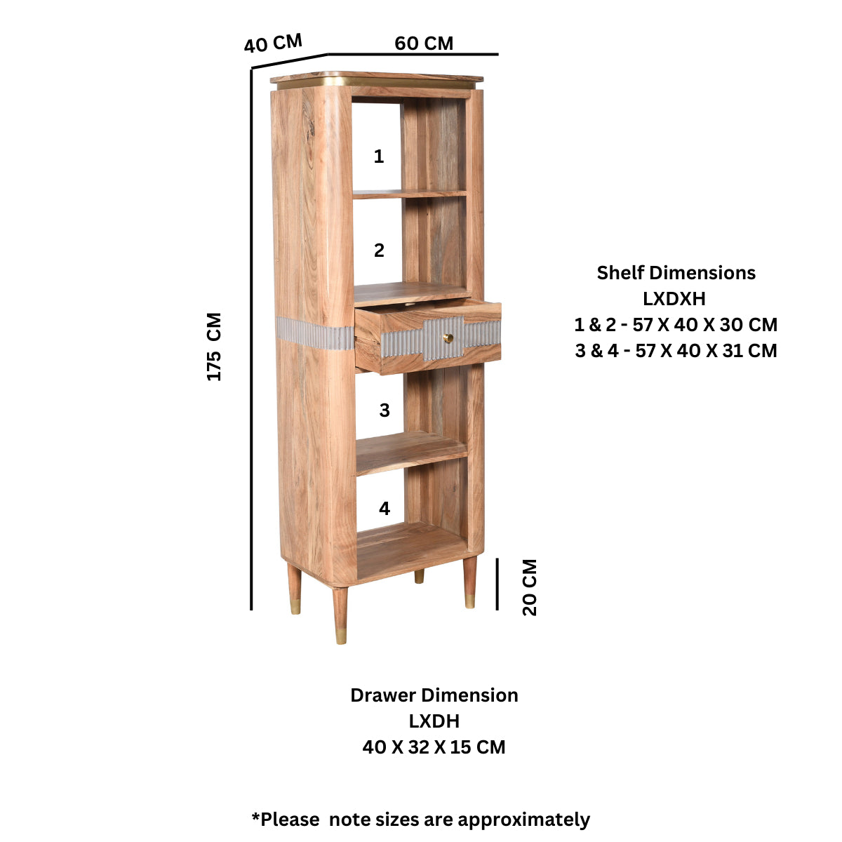 Baku Range 1 Drawers Open Bookcase